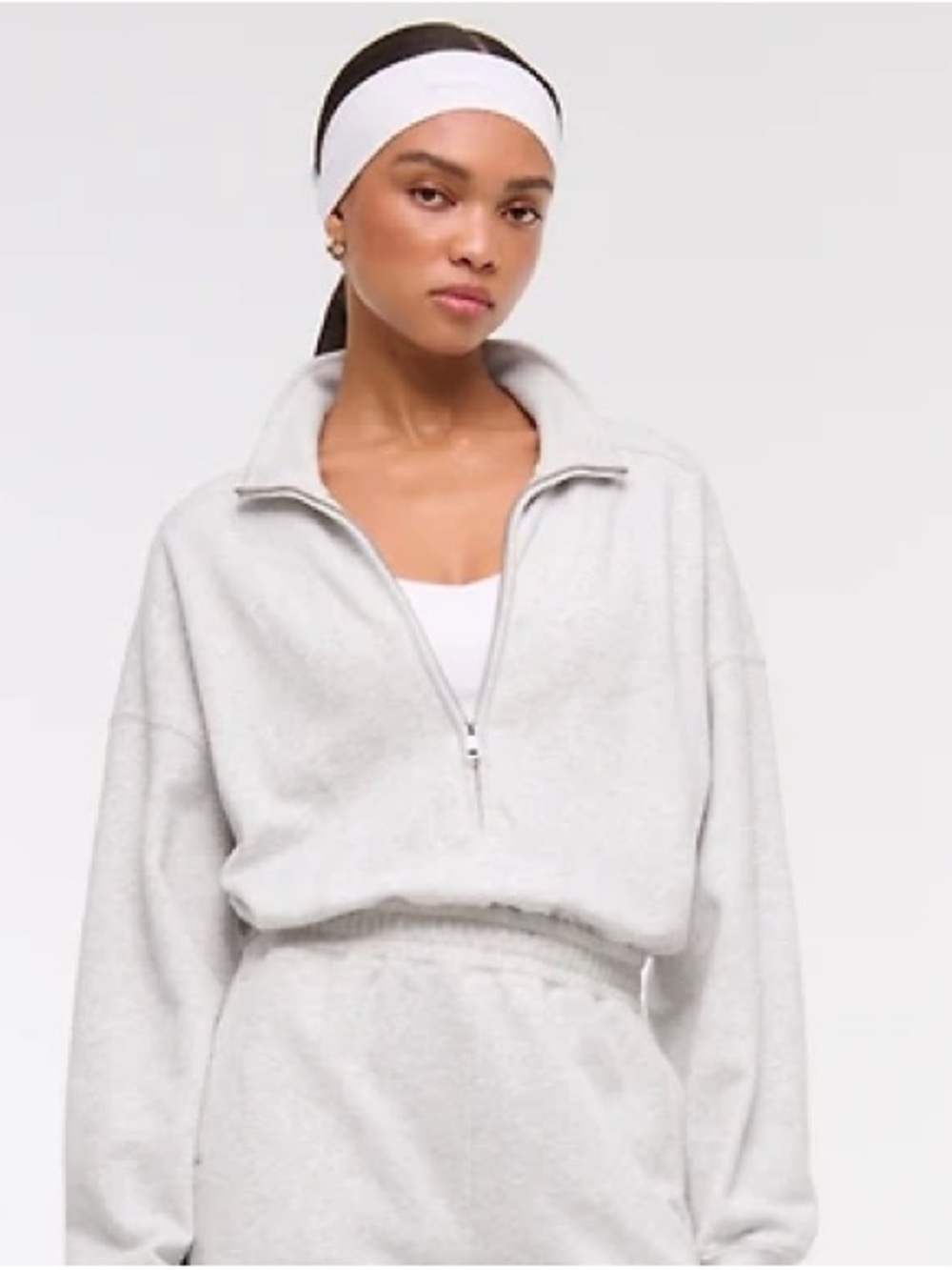 Womens Abercrombie & Fitch Soft Max Essentials Grey Quarter Zip Sz(S)